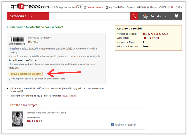 Como Comprar no LightInTheBox e Pagar com Boleto Bancário